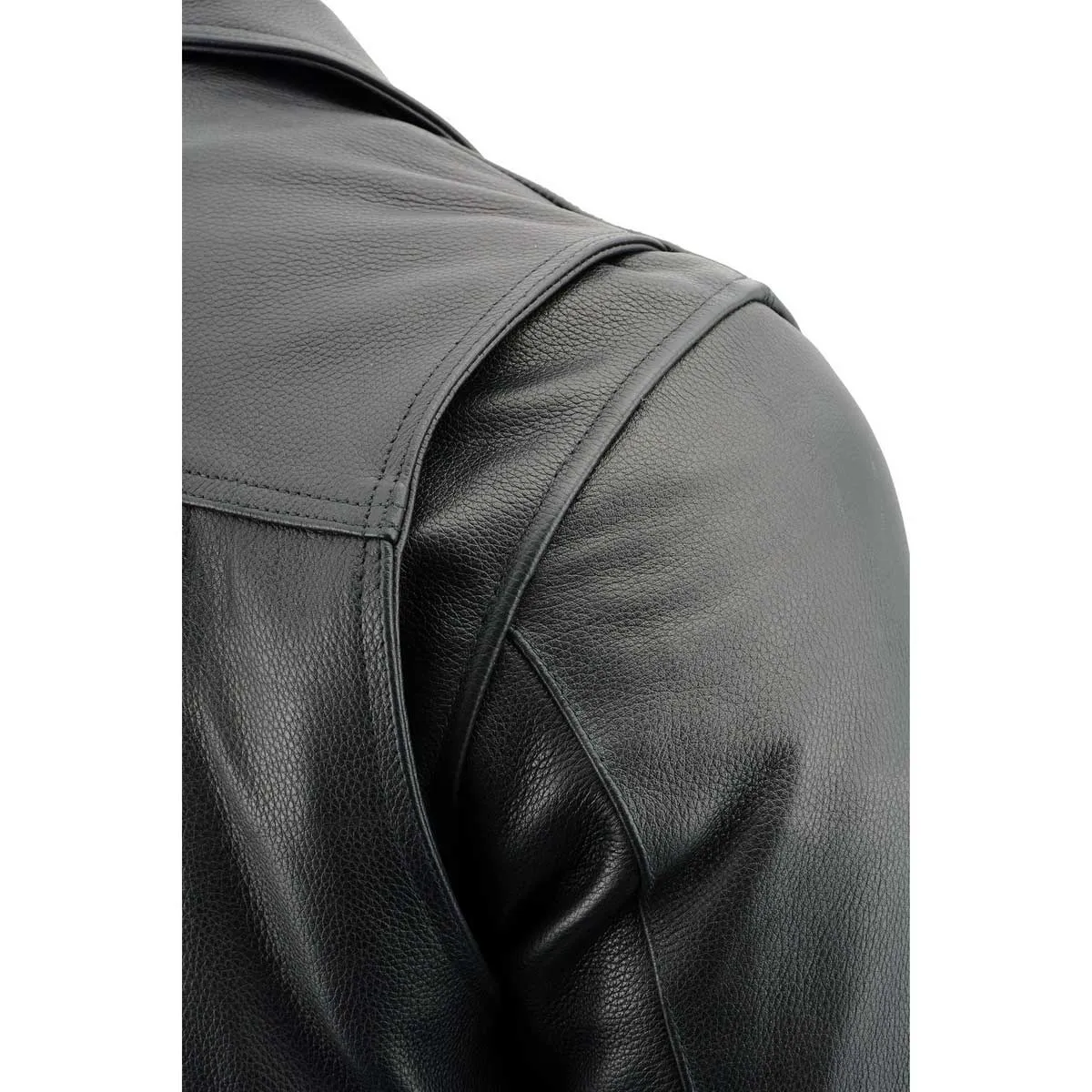 Milwaukee Leather LKM1760 Men's Black Leather Motorcycle Riders Jacket w/ Multi-Utility Pockets