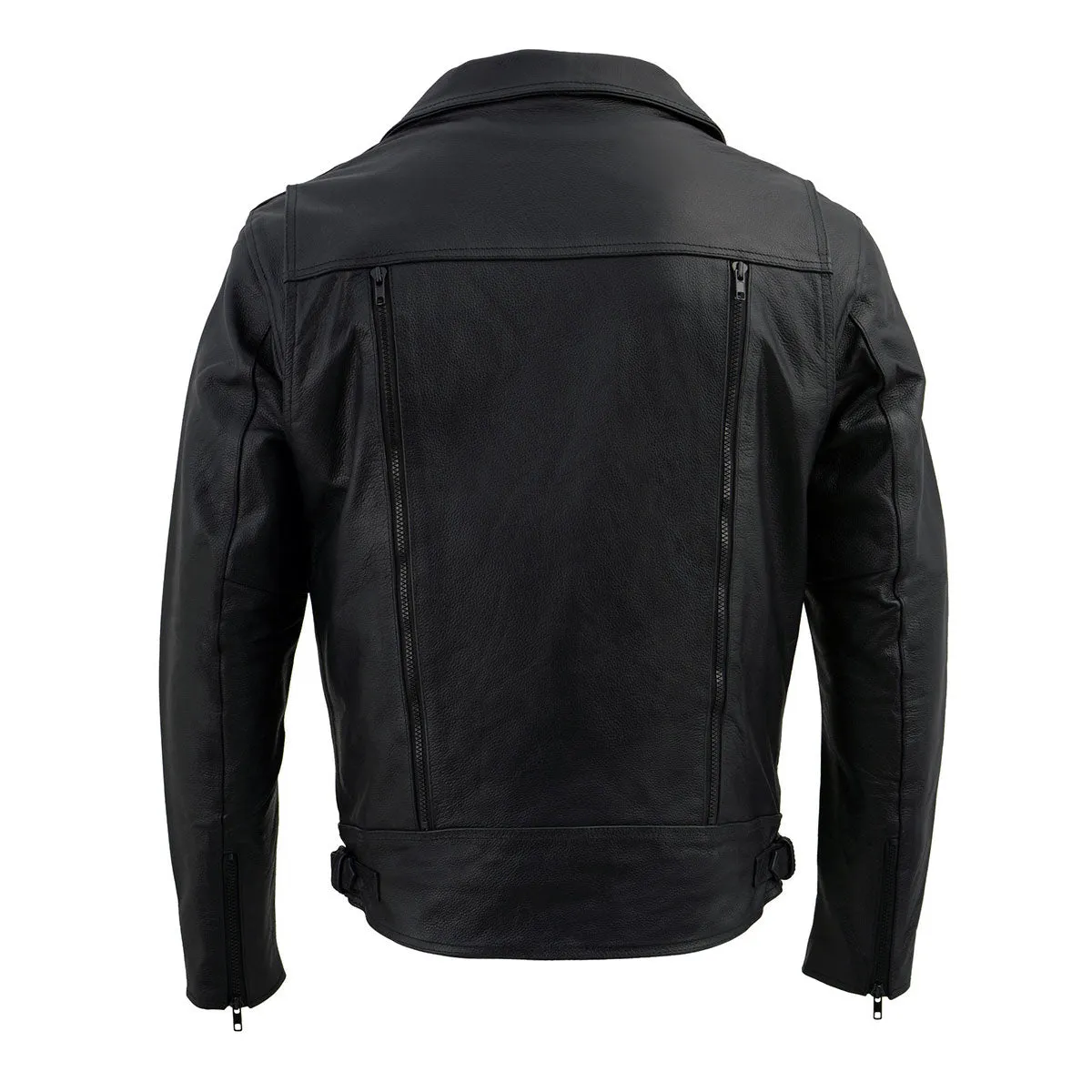 Milwaukee Leather LKM1760 Men's Black Leather Motorcycle Riders Jacket w/ Multi-Utility Pockets