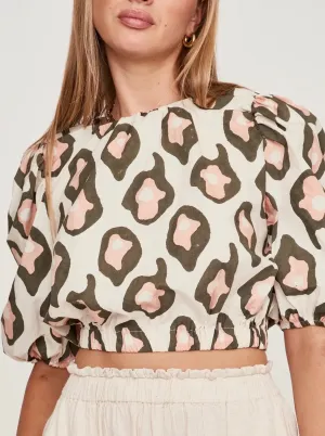 Mirth Andaman Bubble Top Oyster Print