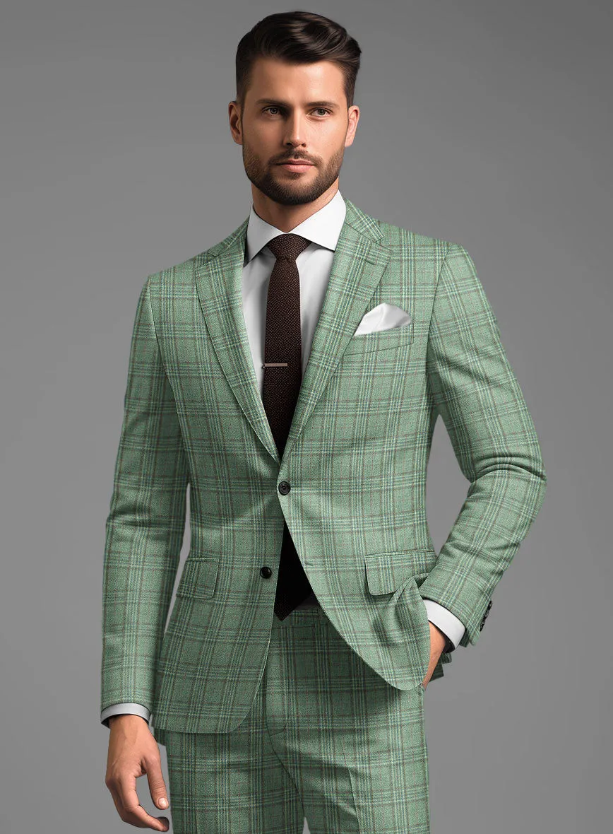 Noble Green Check Wool Silk Linen Jacket