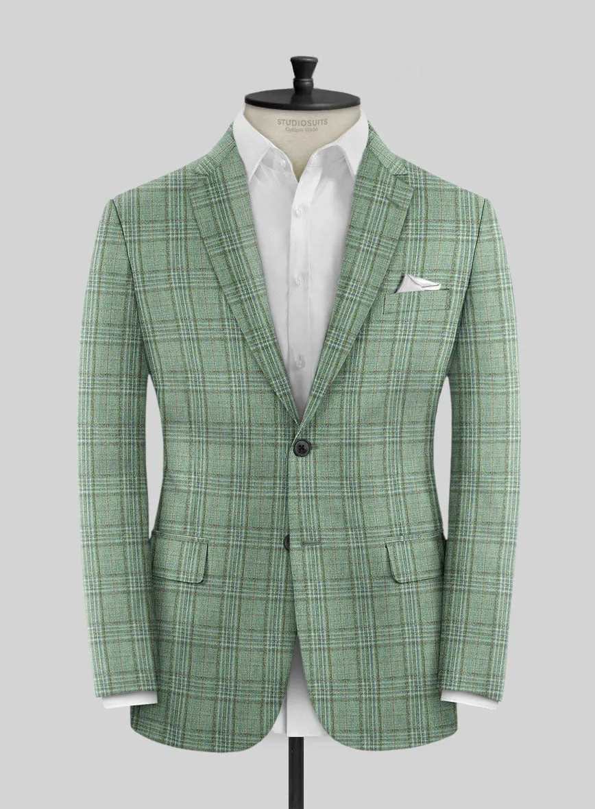 Noble Green Check Wool Silk Linen Jacket