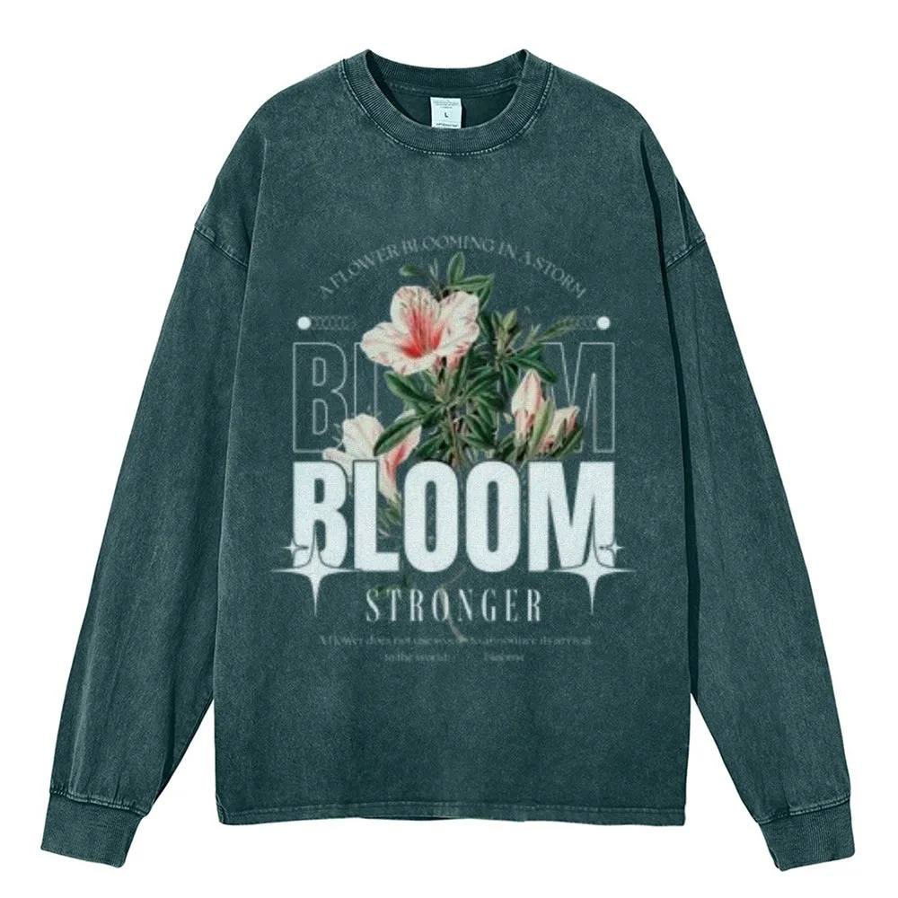 Oversized Vintage Washed Bloom Flower Graphic Sweatshirt