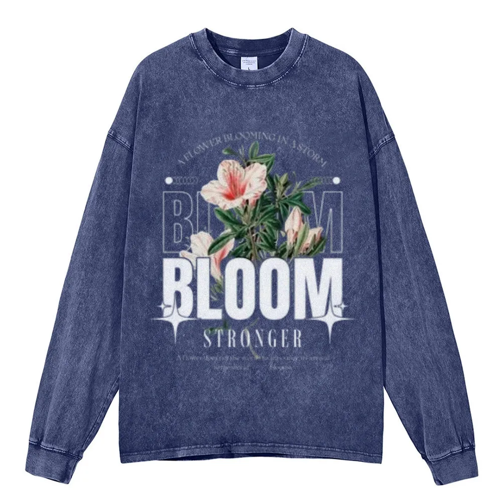 Oversized Vintage Washed Bloom Flower Graphic Sweatshirt