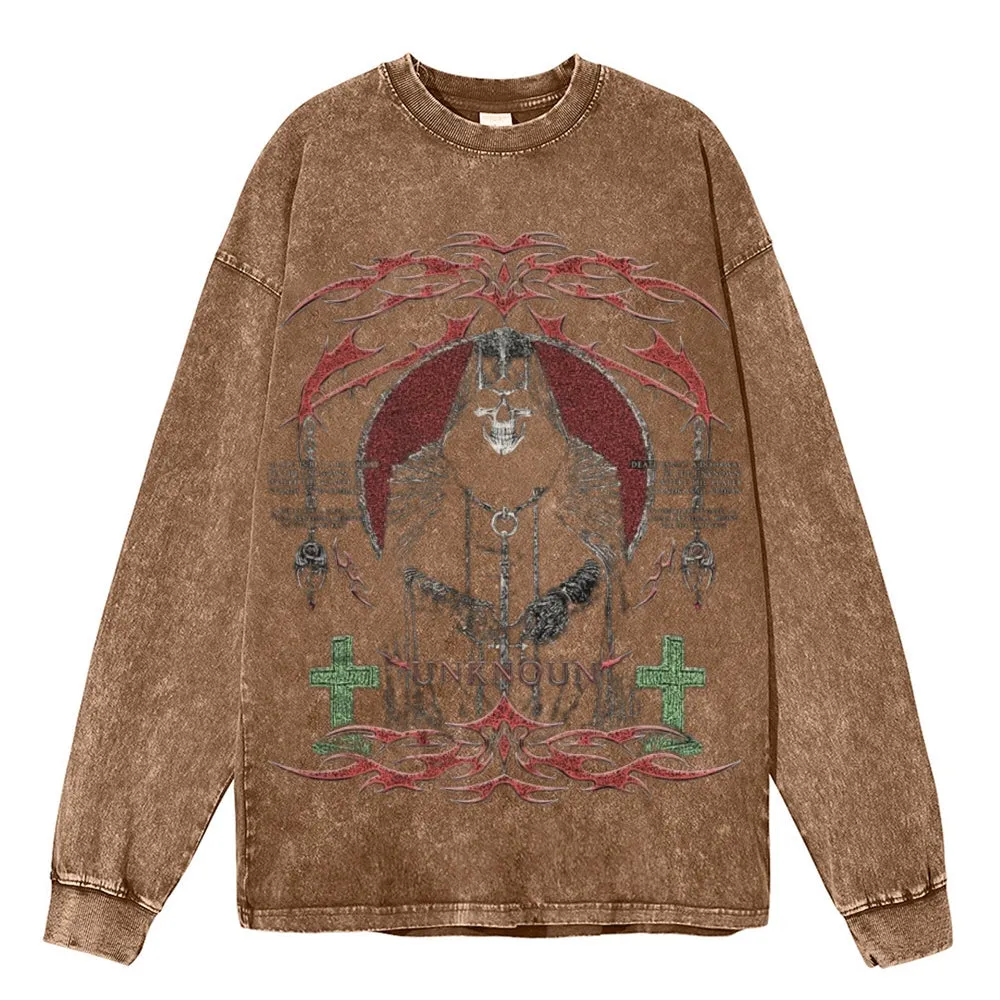 Oversized Vintage Washed Gothic Grunge Death Graphic Sweatshirt