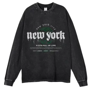 Oversized Vintage Washed New York City Graphic Sweatshirt