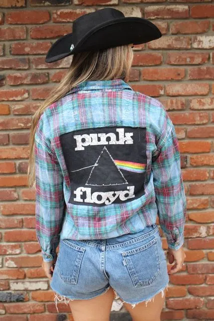 Pink Floyd Acid Wash Cropped Flannel