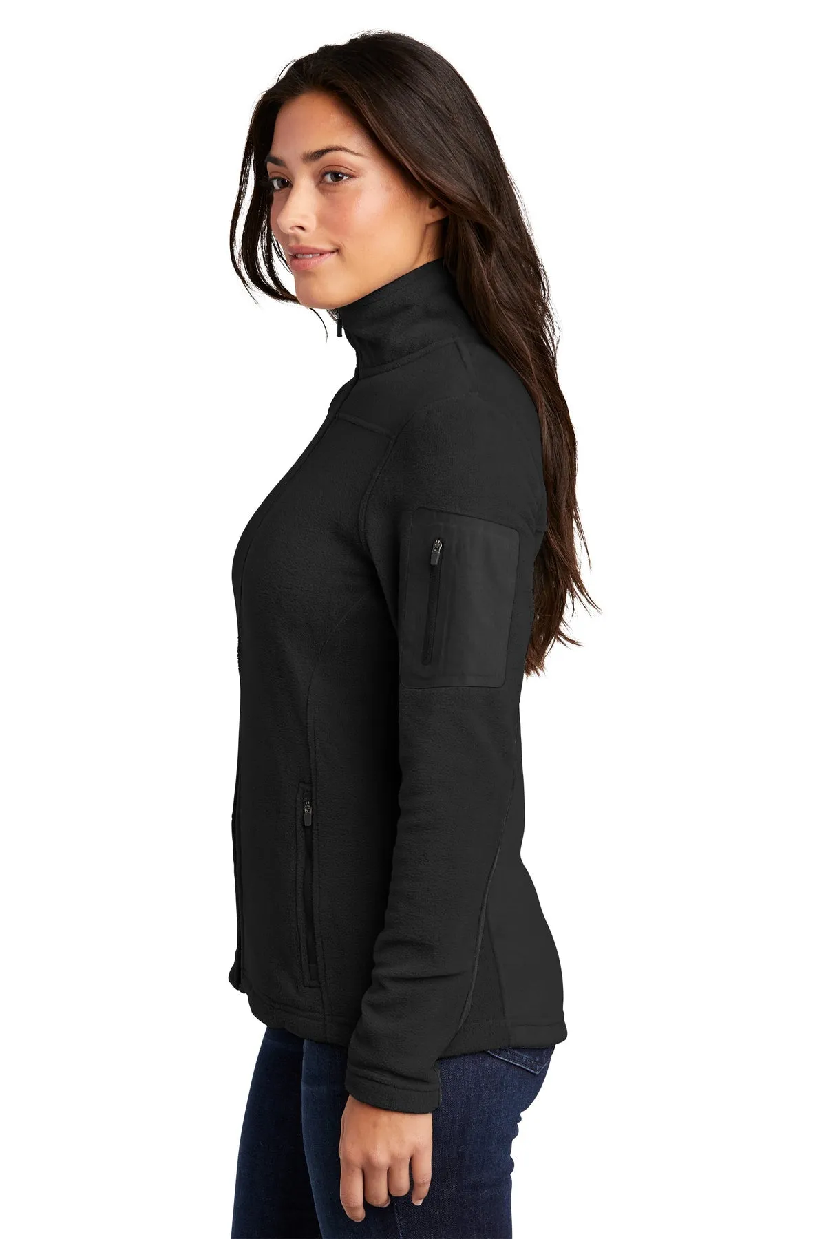 Port Authority Ladies Summit Fleece Custom Full-Zip Jackets, Black/ Black