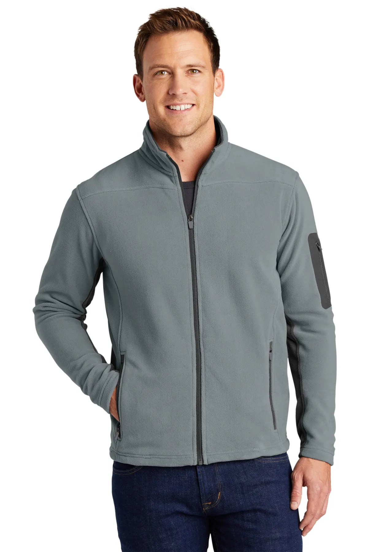 Port Authority Summit Fleece Custom Full-Zip Jackets, Frost Grey/ Magnet