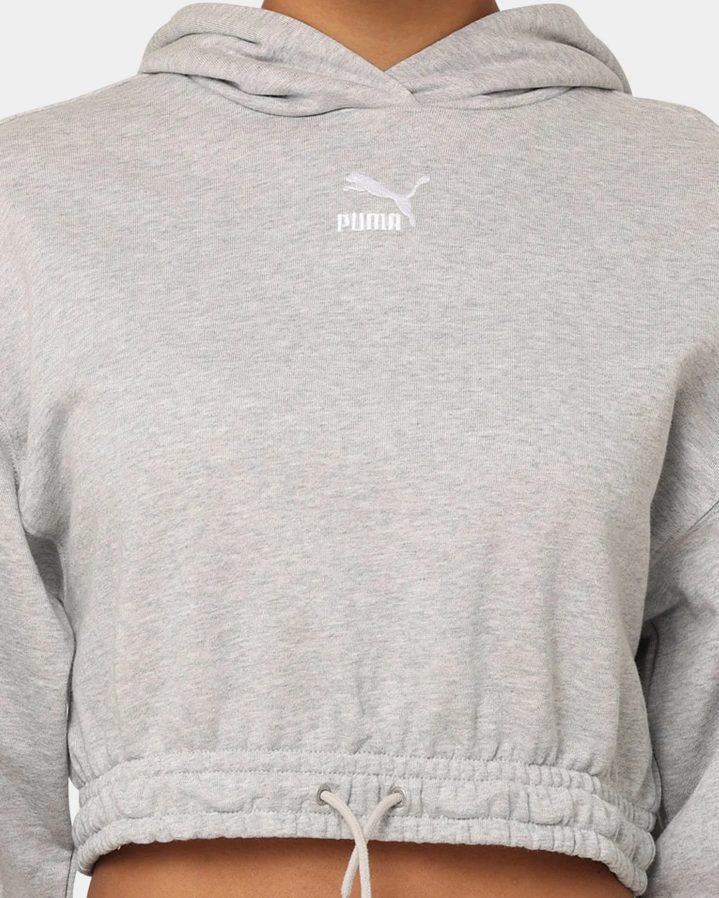 Puma Women's Classics Cropped Hoodie Light Gray Heather