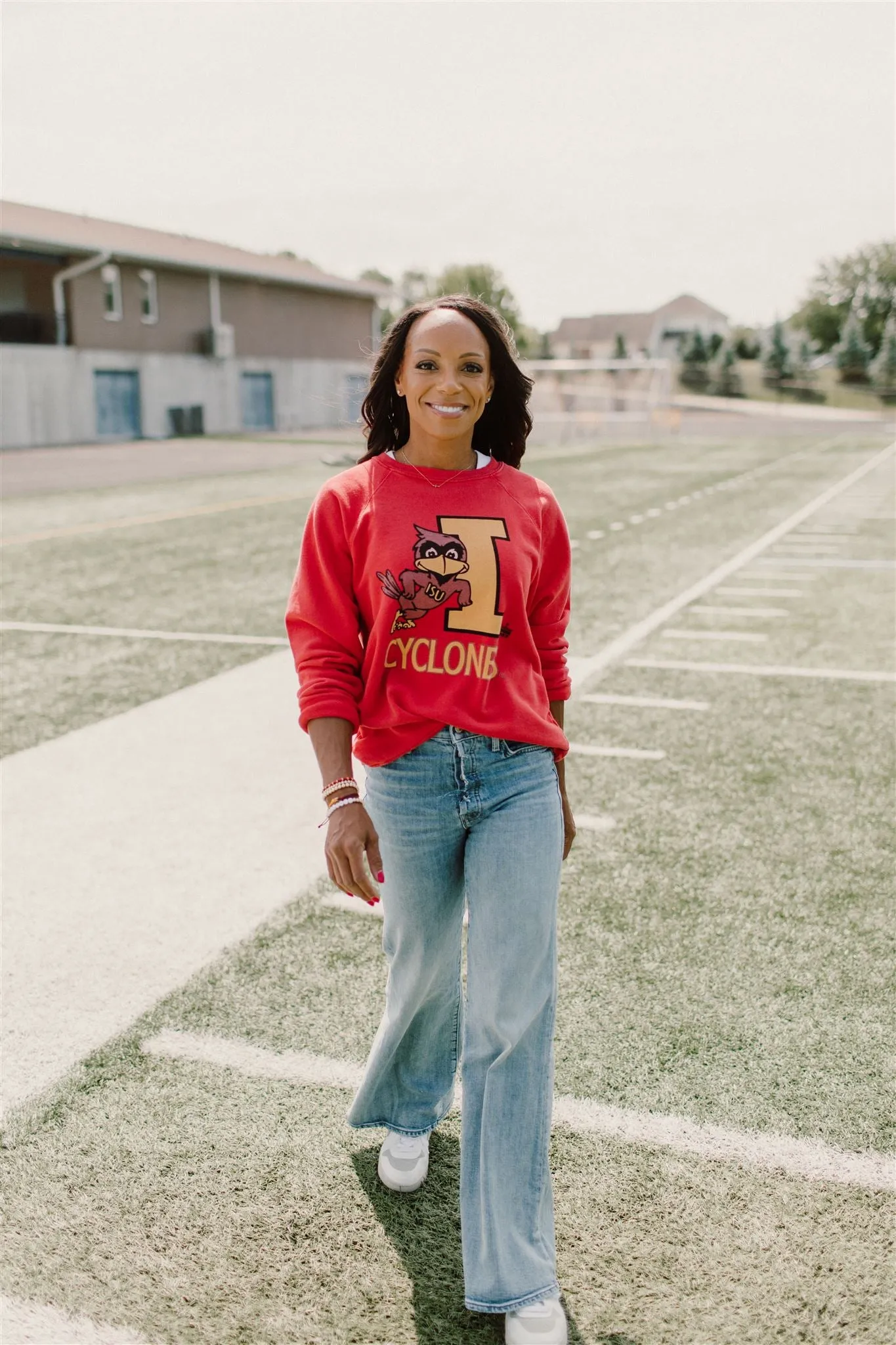 Retro Sport x Blond Genius - Iowa State Cyclones 'I' Crewneck Sweatshirt in Vintage Cardinal