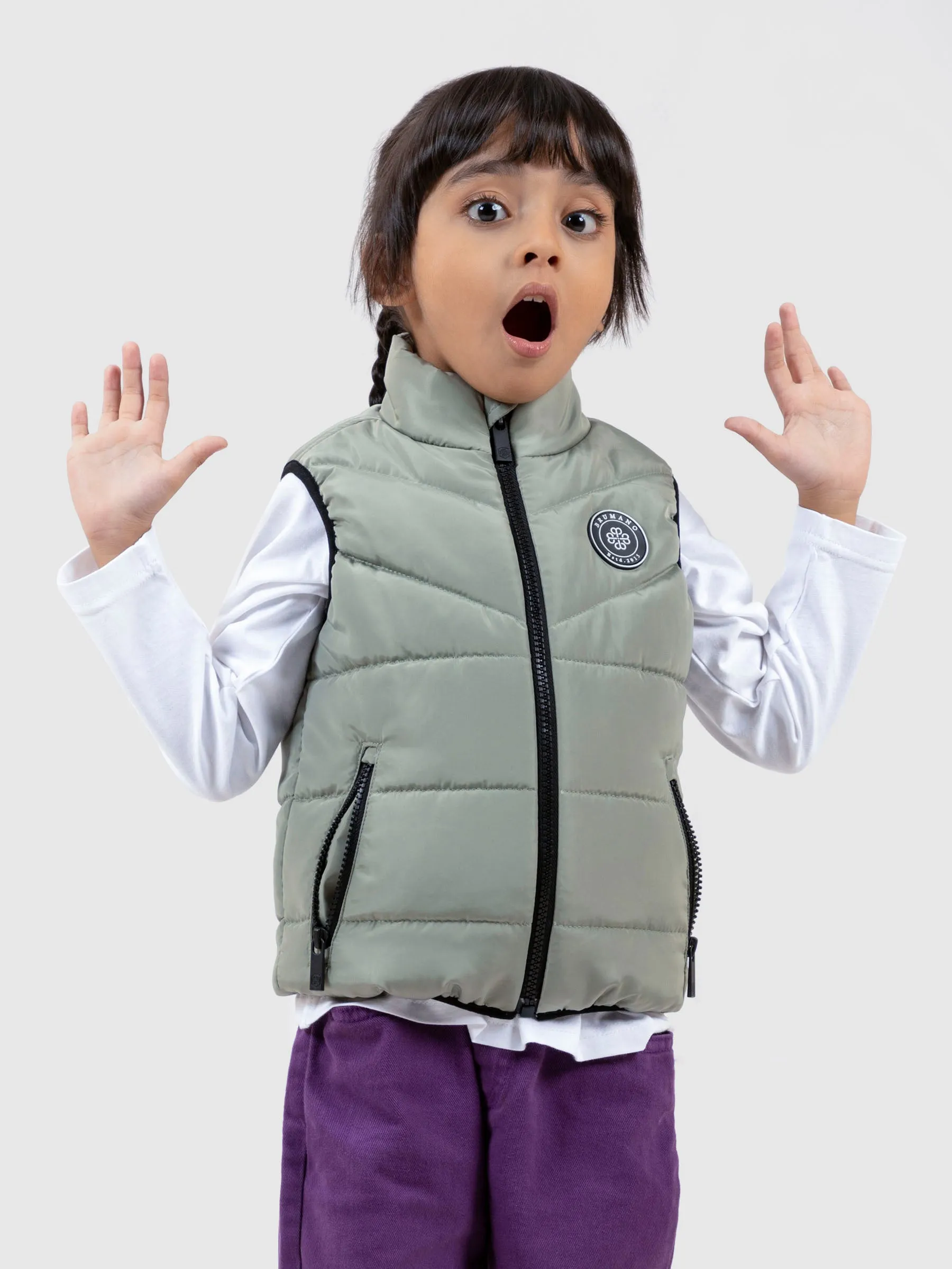 Sage Green Quilted Sporty Casual Gilet - Unisex