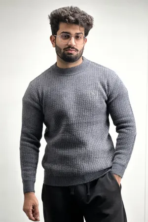 Seraphic Charcoal Self Textured Sweatshirt - 1124151