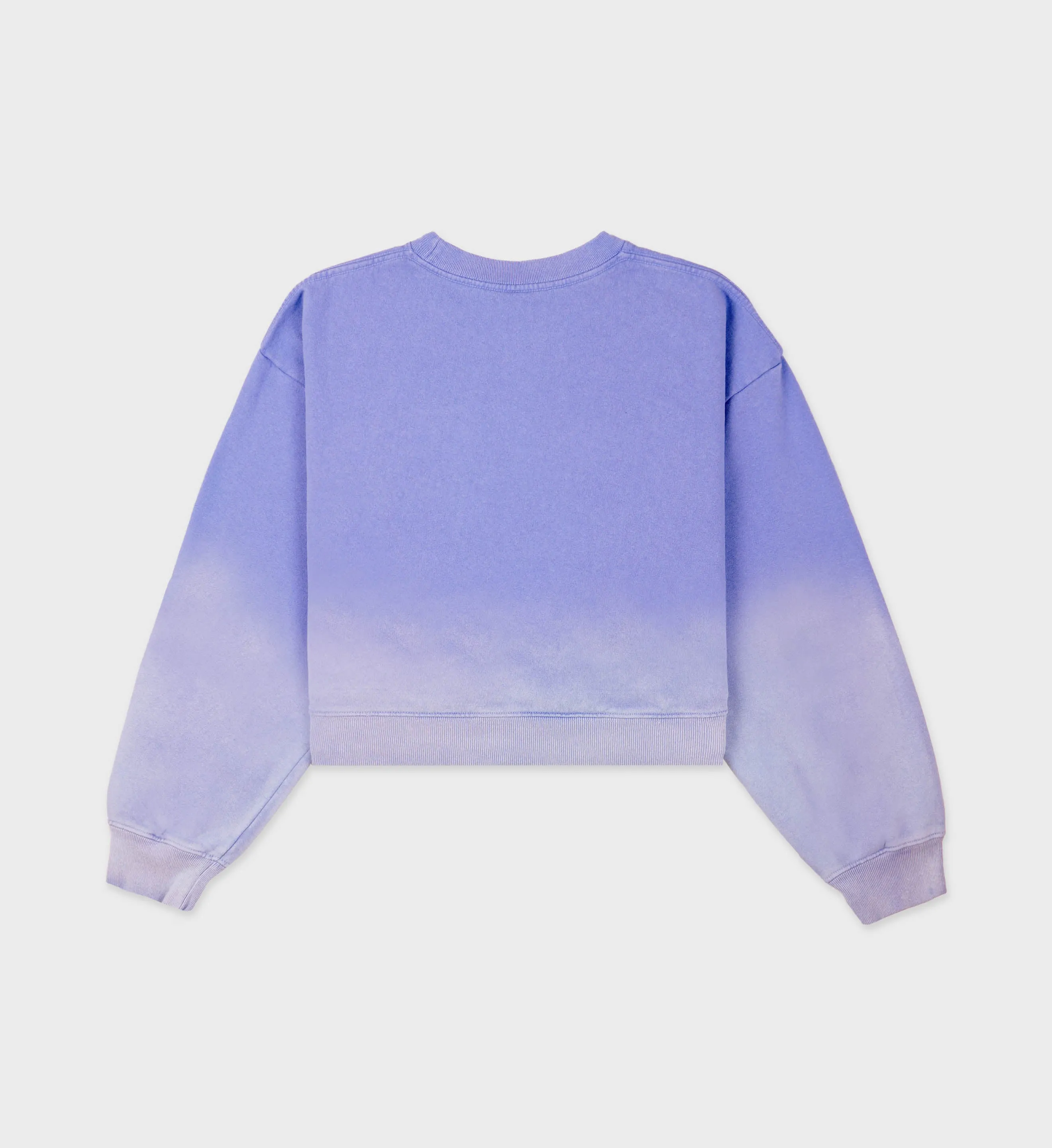 Serif Logo Cropped Crewneck - Dip Dye Blue/White