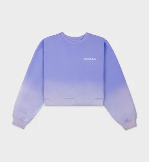 Serif Logo Cropped Crewneck - Dip Dye Blue/White