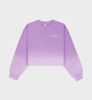 Serif Logo Cropped Crewneck - Dip Dye Purple/White