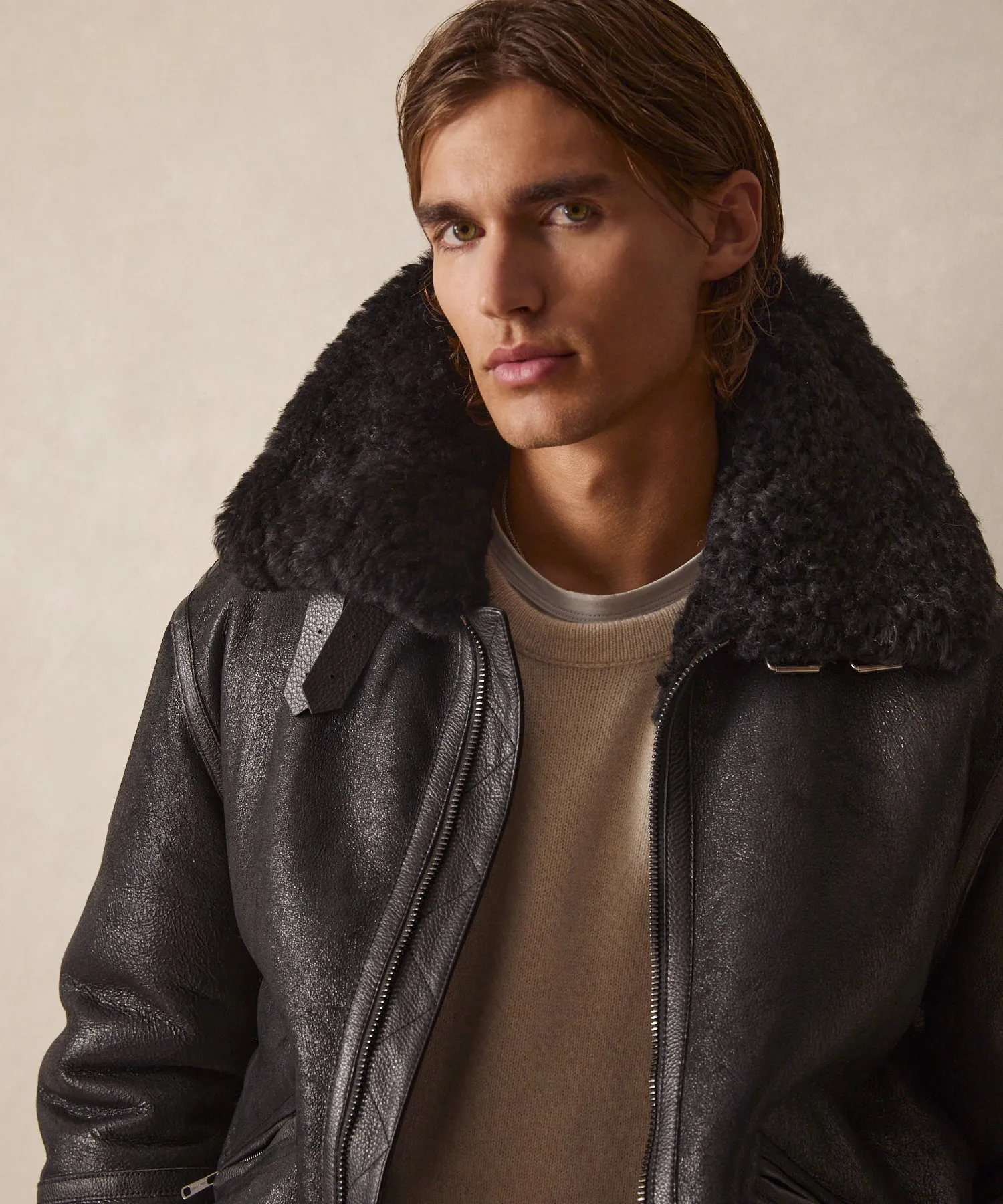 Shearling Aviator in Black