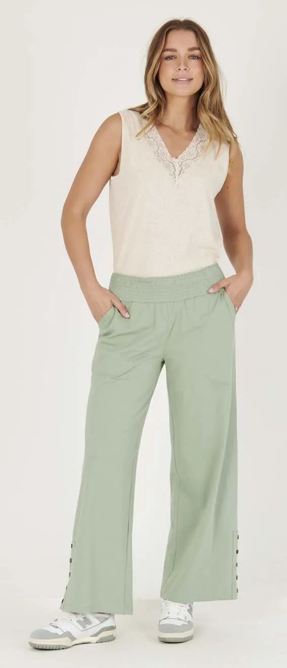 Shirred Waistband Pant - Green