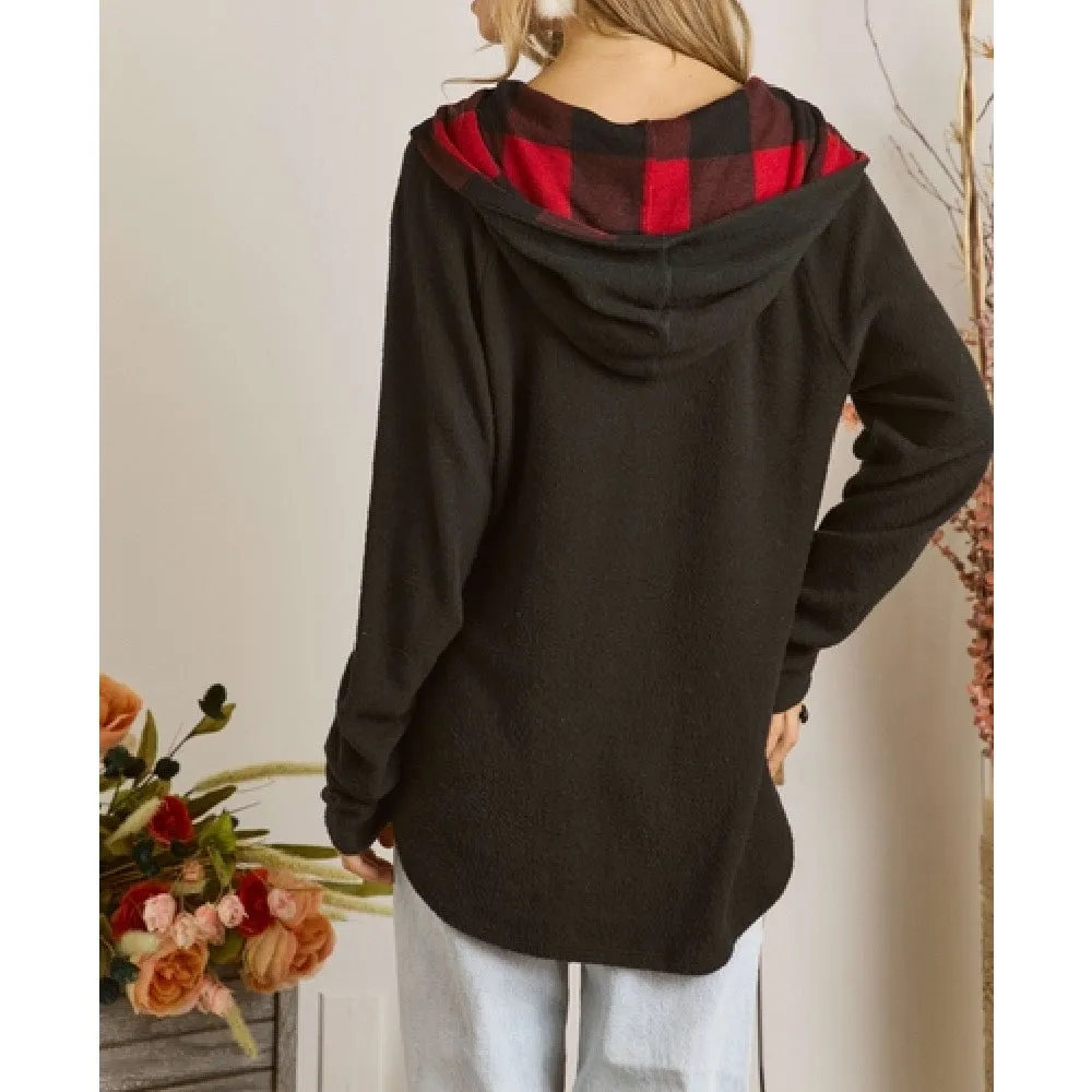 Trinity Front Lace Up Hoodie Top