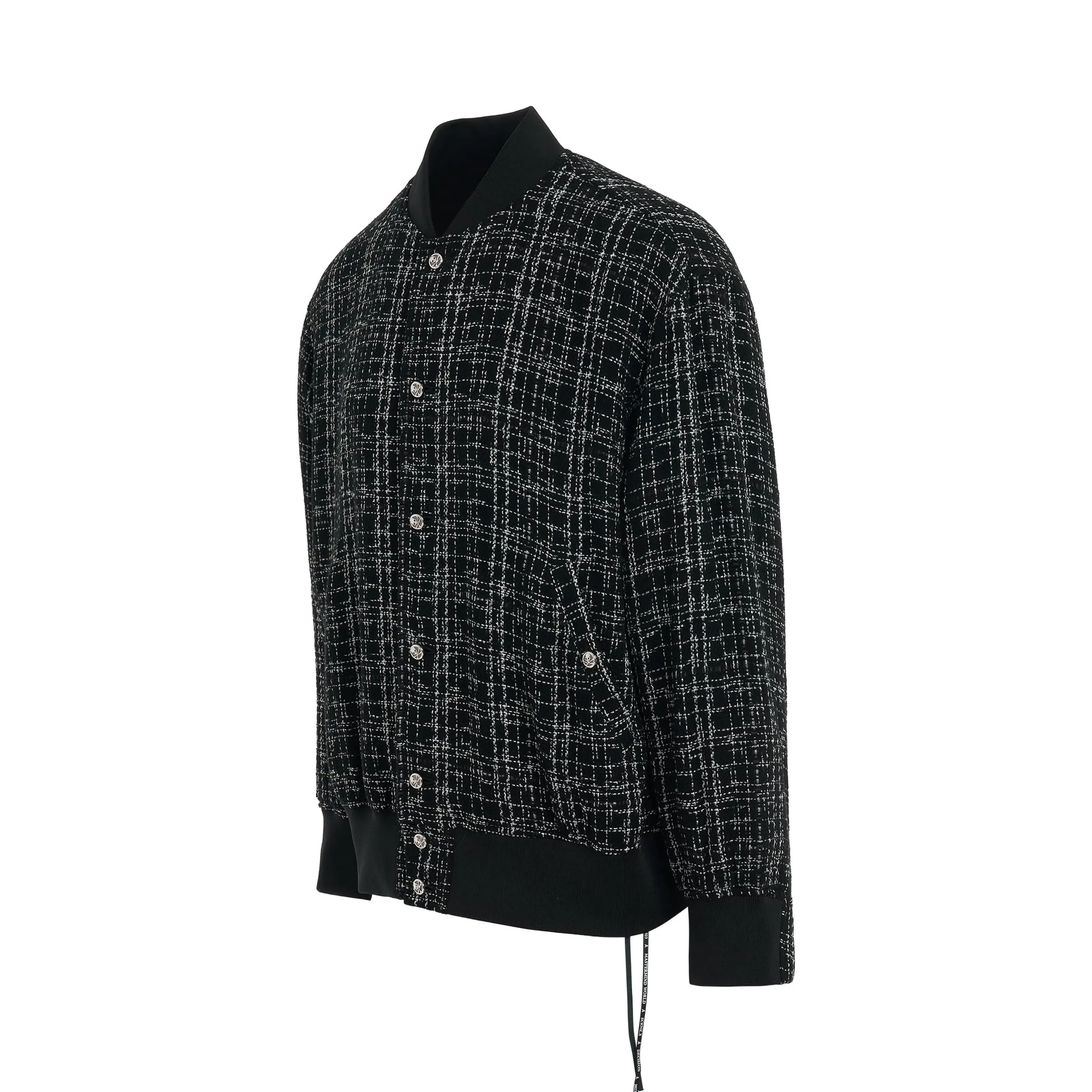 Tweed Varsity Jacket in Black