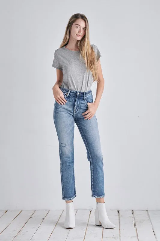 Vivian High Rise Stretch Distressed Ankle Straight Jeans