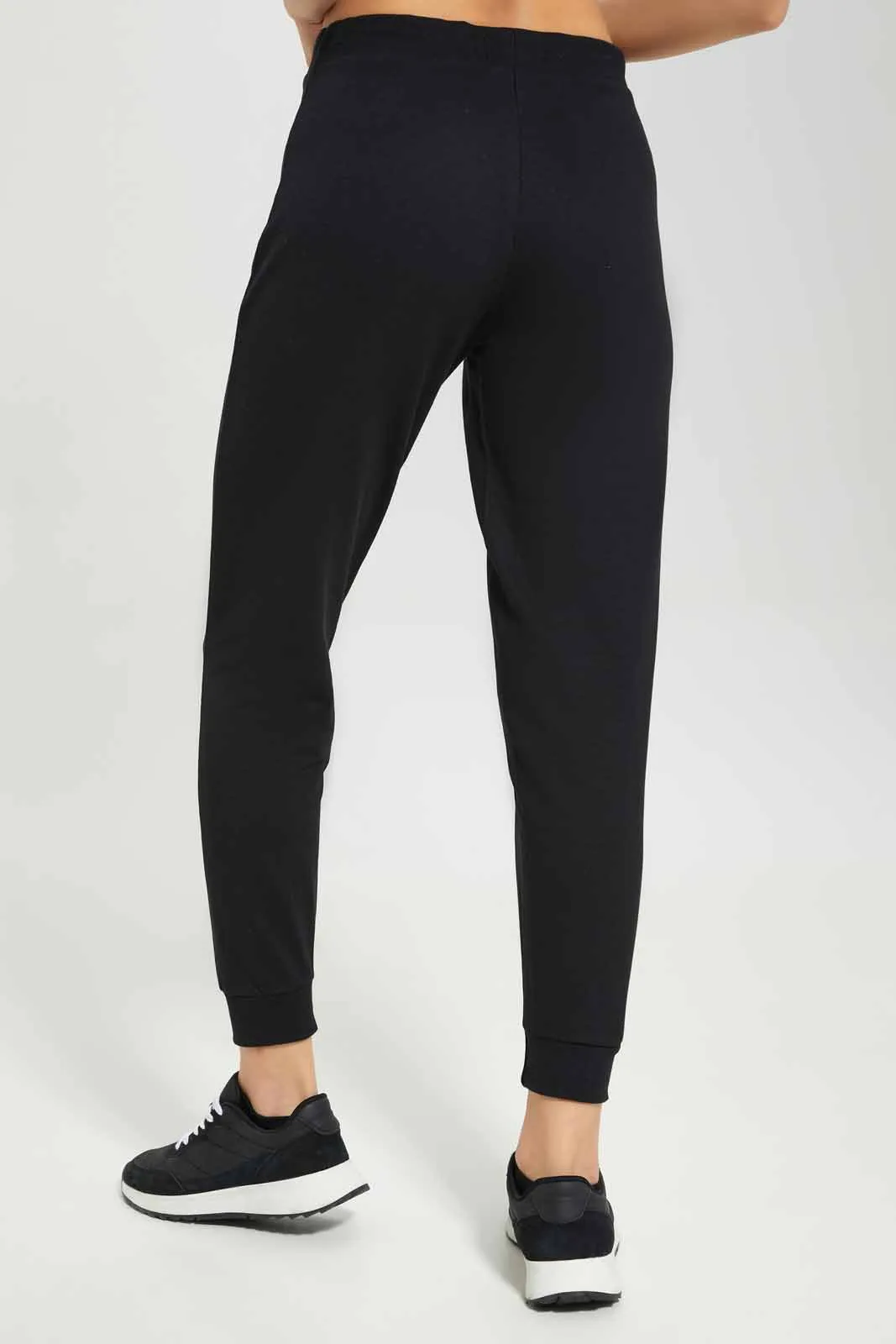 Women Black Basic Jogger With Side Tape