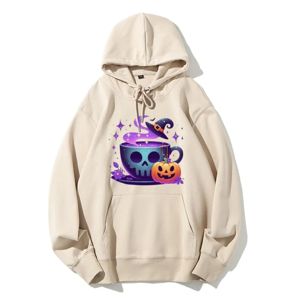 Women Halloween Cute Coffee Cup Graphic Hoodies