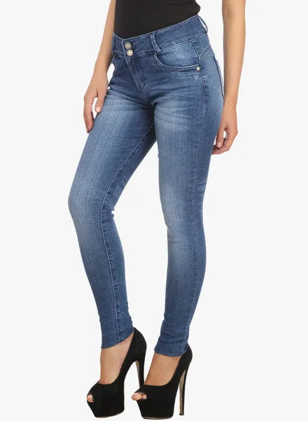 X'Pose Mid Rise Blue Regular Jeans