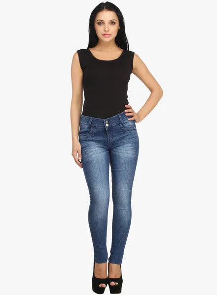 X'Pose Mid Rise Blue Regular Jeans