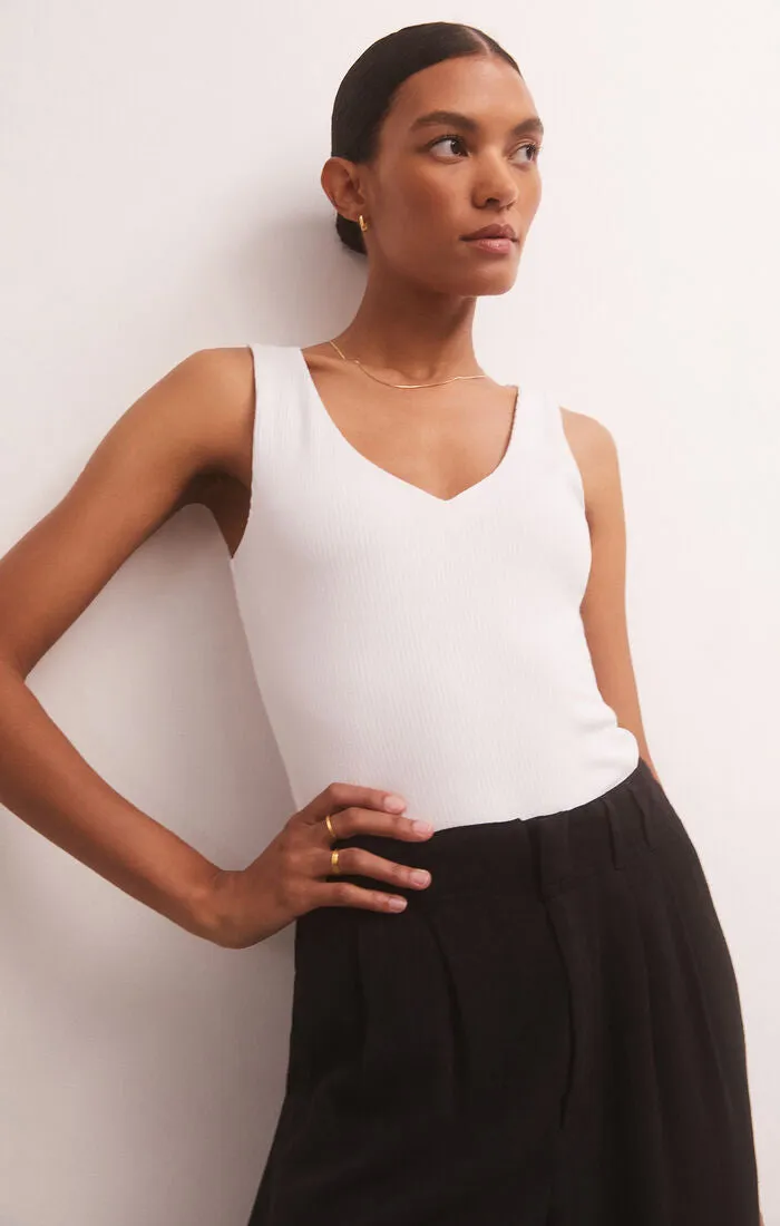 Z Supply Avala V-Neck Rib Top - White